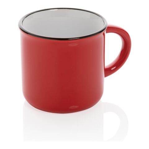 Taza de cerámica vintage rojo | sin montaje de publicidad | no disponible | no disponible