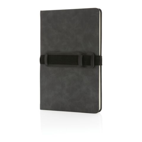 Cuaderno A5 de PU de tapa dura con soporte para teléfono gris | sin montaje de publicidad | no disponible | no disponible