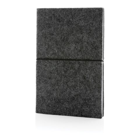 Libreta A5 tapa blanda de fieltro reciclado certificado GRS negro | sin montaje de publicidad | no disponible | no disponible
