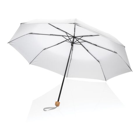Mini paraguas RPET 190T de bambú 20.5" Impact AWARE ™ blanco | sin montaje de publicidad | no disponible | no disponible