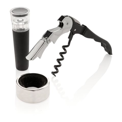 Vino Sommelier set 3pc plata | sin montaje de publicidad | no disponible | no disponible