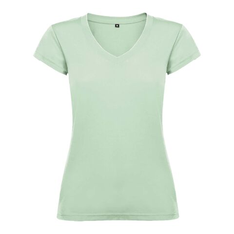 Camiseta de cuello de pico de manga corta para mujer "Victoria" Estándar | Mist Green | L | sin montaje de publicidad | no disponible | no disponible | no disponible