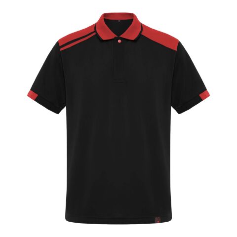 Polo de manga corta antibacteriano unisex de 160 g/m2 "Samurai" Estándar | Negro intenso-Rojo | 2XL | sin montaje de publicidad | no disponible | no disponible | no disponible