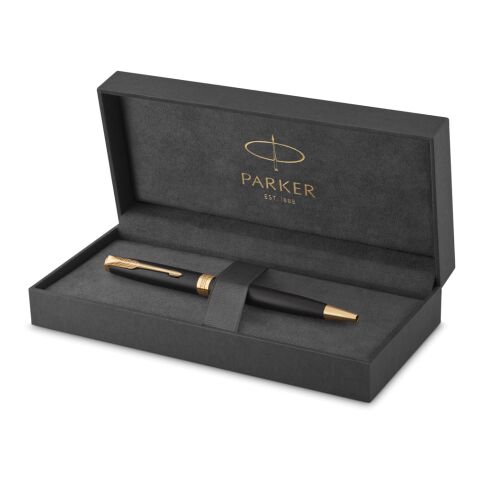 Bolígrafo Parker Sonnet, negro mate con acabados en paladio. dorado