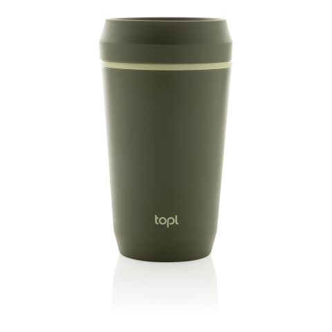 Vaso de plástico reciclado Topl To Go con tapa patentada 360 verde | sin montaje de publicidad | no disponible | no disponible