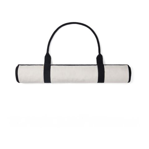 Toalla de playa de lona reciclada VINGA Volonne AWARE™ blanquecino-negro | sin montaje de publicidad | no disponible | no disponible | no disponible