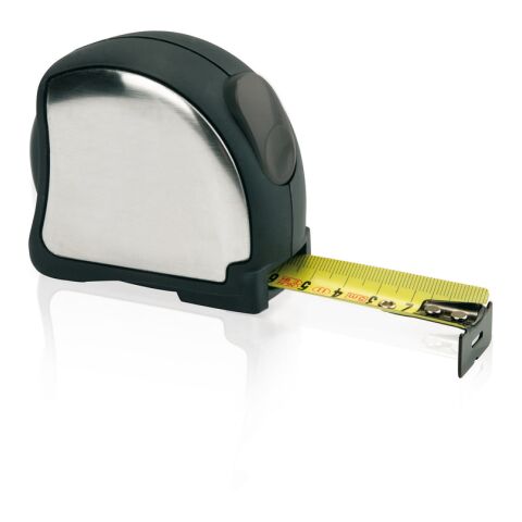 Flexómetro acero inoxidable, 5m/25mm plata-negro | sin montaje de publicidad | no disponible | no disponible | no disponible