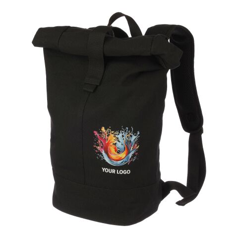 Mochila enrollable de poliéster Micah negro | sin montaje de publicidad | no disponible | no disponible