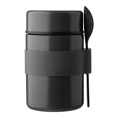 Vaso termo de acero inox. con cuchara Niko gris | sin montaje de publicidad | no disponible | no disponible