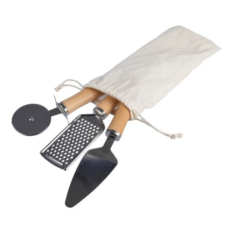 Set de utensilios de cocina de metal y madera Sylvan marrón | sin montaje de publicidad | no disponible | no disponible