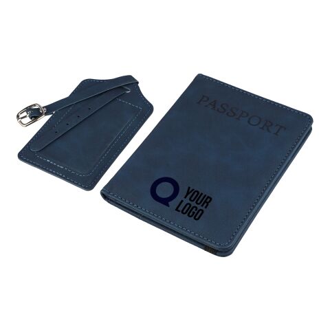 Porta pasaporte y etiqueta de equipaje de PU reciclado Zani negro | sin montaje de publicidad | no disponible | no disponible