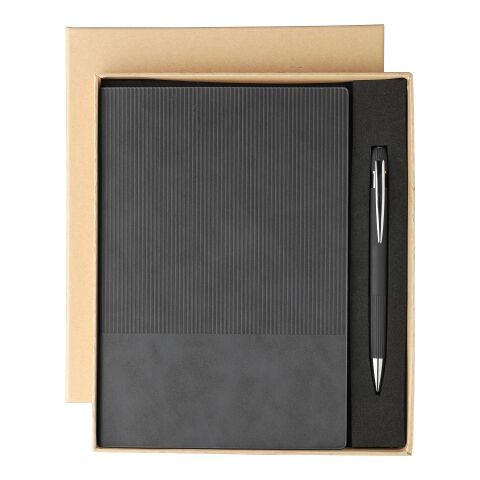 Set de cuaderno de PU reciclado (A5) y bolígrafo Tarek negro | sin montaje de publicidad