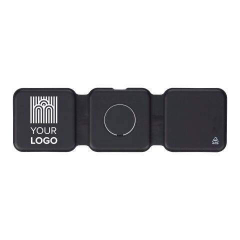 Cargador inalámbrico Trigo | Reciclado | 3-en-1 negro
