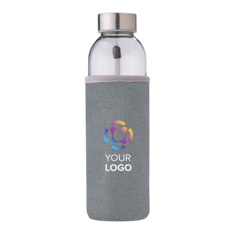 Botella de cristal (500 ml) con funda de neopreno gris