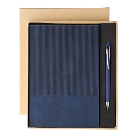 Set de cuaderno de PU reciclado (A5) y bolígrafo Tarek azul