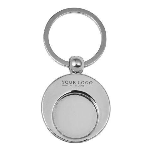 Llavero metálico con moneda para el carro de la compra. plata