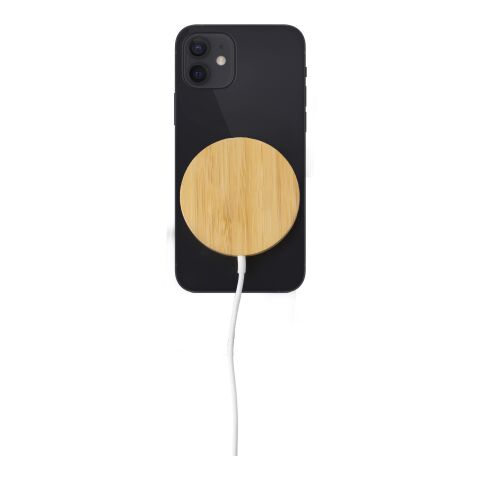 Cargador inalámbrico de bambú marrón claro | sin montaje de publicidad | no disponible | no disponible