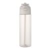 Botella de agua Theron de 700 ml de plástico reciclado RCS con tapa de doble función y pajita abatible blanco