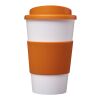 Vaso térmico Americano® de 350 ml con agarradera Blanco-Naranja | sin montaje de publicidad | no disponible | no disponible