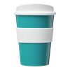 Vaso Brite-Americano® medio de 300 ml con agarradera Azul aqua-Blanco | sin montaje de publicidad | no disponible | no disponible