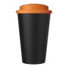 Vaso reciclado de 350 ml con tapa a prueba de derrames "Americano® Eco" Naranja-Negro intenso | sin montaje de publicidad | no disponible | no disponible