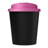 Vaso reciclado de 250&nbsp;ml con tapa antigoteo "Americano® Espresso Eco" Negro intenso-Magenta | sin montaje de publicidad | no disponible | no disponible