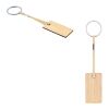HOPPS. Llavero rectangular de bambú con cordón de PET Beige | sin montaje de publicidad