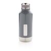 Botella al vacío antigoteo con placa para logo gris