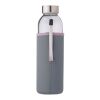Botella de cristal (500 ml) con funda de neopreno gris