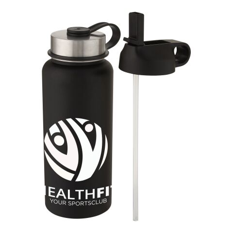 Bidón deportivo con aislamiento al vacío de cobre de 1 l con 2 tapas &quot;Supra&quot; Estándar | Negro | sin montaje de publicidad | no disponible | no disponible