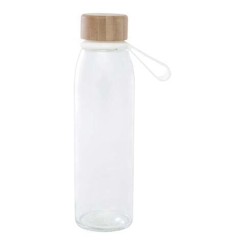 Botella de cristal de 500 ml con asa de silicona y tapa de bambú &quot;Porto&quot; Estándar | Blanco | sin montaje de publicidad | no disponible | no disponible