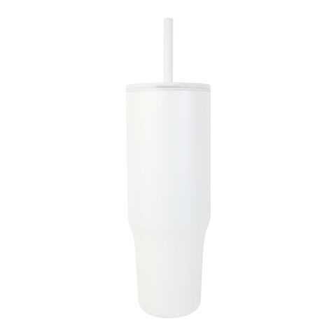 Vaso con aislamiento de 900 ml con certificado RCS y pajita de silicona "Brady" Estándar | Blanco | sin montaje de publicidad | no disponible | no disponible