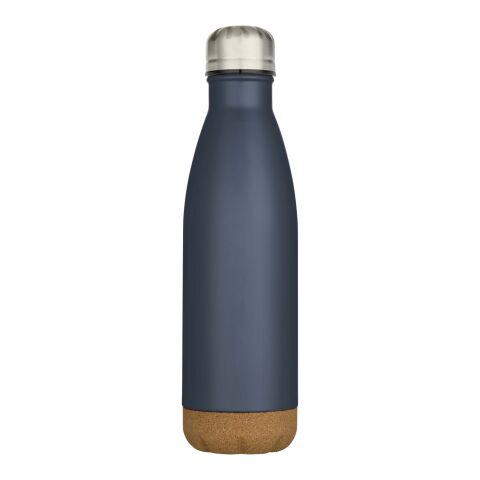 Botella de 500&nbsp;ml de acero inoxidable con aislamiento y doble pared con detalles de corcho "Cove" Estándar | azul | sin montaje de publicidad | no disponible | no disponible