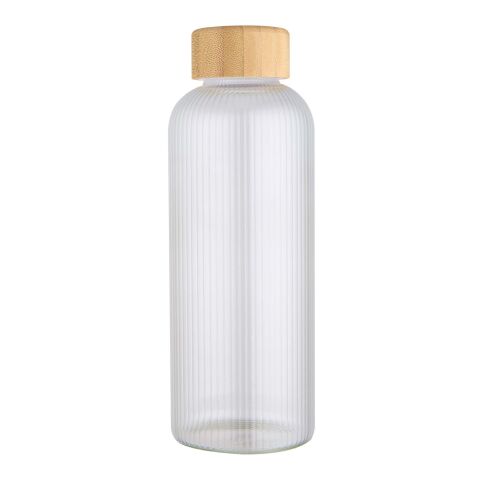 Botella de 650 ml de vidrio borosilicato de pared simple con tapa de bambú &quot;Mirage&quot; Estándar | blanco | sin montaje de publicidad | no disponible | no disponible