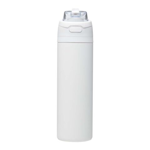 Botella de agua Theron de 800 ml de acero inoxidable de pared simple reciclado (RCS), con tapa de doble función y pajita abat blanco
