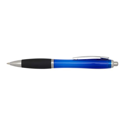 Bolígrafo de plástico reciclado con certificado RCS, cuerpo de color y empuñadura negra (tinta negra) "Nash" Estándar | Azul real | sin montaje de publicidad | no disponible | no disponible