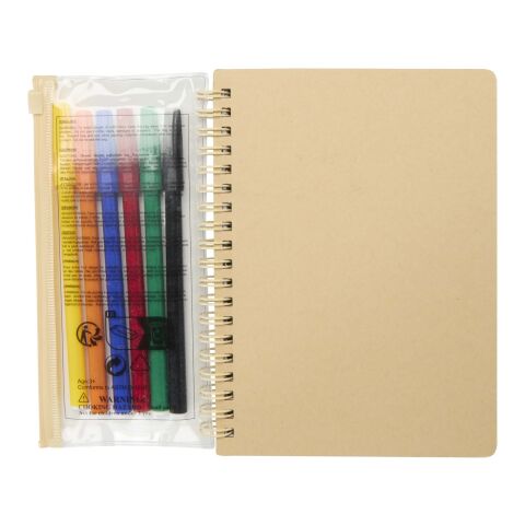 Set de cuaderno de tapa dura y rotuladores Squiggle B6 Natural