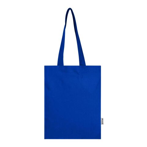 Bolsa Tote de 7 L de algodón reciclado de 140 g/m² con certificado GRS &quot;Madras Blend&quot; Estándar | Azul real | sin montaje de publicidad | no disponible | no disponible | no disponible