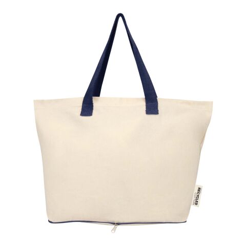 Bolsa Tote de 7&nbsp;l de algodón reciclado GRS de 140 g/m² "Sierra" Estándar | Natural-Azul marino | sin montaje de publicidad | no disponible | no disponible | no disponible