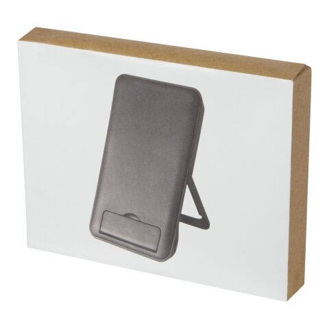 Base de carga inalámbrica de plástico reciclado de 10 W con soporte para teléfono &quot;Loop&quot; Estándar | Negro | sin montaje de publicidad | no disponible | no disponible