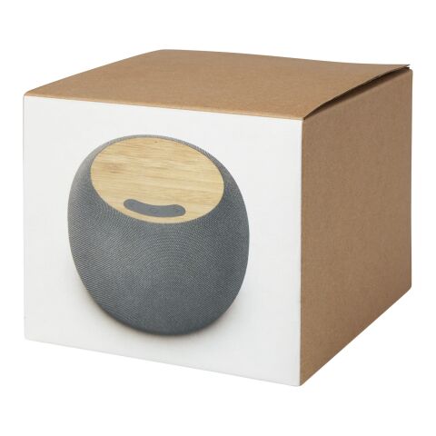 Altavoz de bambú/RPET Bluetooth® y base de carga inalámbrica &quot;Ecofiber&quot; Estándar | Natural-Gris | sin montaje de publicidad | no disponible | no disponible