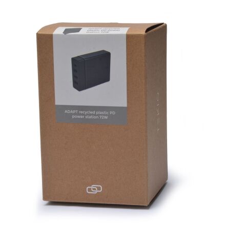 Estación de carga PD de plástico reciclado de 72 W &quot;ADAPT&quot; Estándar | Negro | sin montaje de publicidad | no disponible | no disponible
