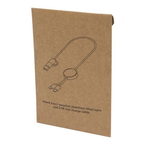 Cable 5 en 1 de aluminio y plástico reciclado de 30 cm para sincronización de datos y carga rápida de 27 W &quot;Alasia&quot; Estándar | negro | sin montaje de publicidad | no disponible | no disponible