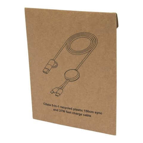 Cable 5 en 1 de plástico reciclado de 30 cm para sincronización de datos y carga rápida de 27 W &quot;Citala&quot; Estándar | blanco | sin montaje de publicidad | no disponible | no disponible