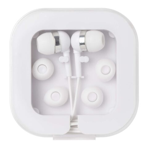 Auriculares tipo C con cable y caja de plástico reciclado &quot;Dofida&quot; Estándar | Blanco | sin montaje de publicidad | no disponible | no disponible
