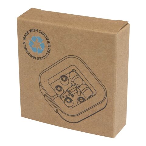 Auriculares tipo C con cable y caja de plástico reciclado &quot;Baekdu&quot; Estándar | blanco | sin montaje de publicidad | no disponible | no disponible