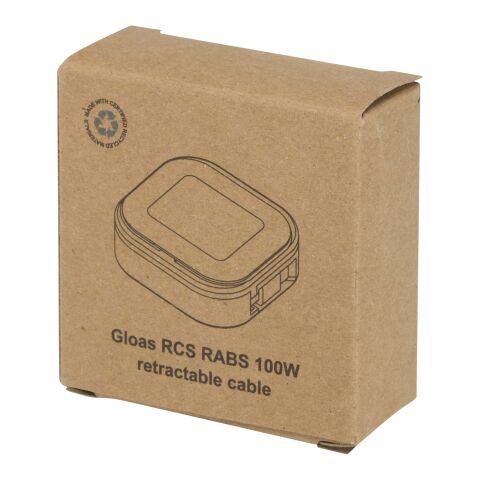 Cable retráctil reciclado 5 en 1 para sincronización de datos y carga rápida de 100 W con kit de herramientas para smartphone &quot;Gloas&quot; Estándar | Negro intenso | sin montaje de publicidad | no disponible | no disponible