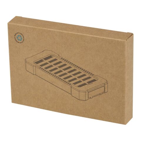 Batería externa solar de 5000 mAh y 10 W de plástico reciclado robusto con linterna incorporada &quot;Altair&quot; Estándar | Negro intenso | sin montaje de publicidad | no disponible | no disponible