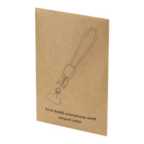 Lanyard de muñeca reciclado Arich RCS con cable de carga tipo C de 20 W integrado Negro