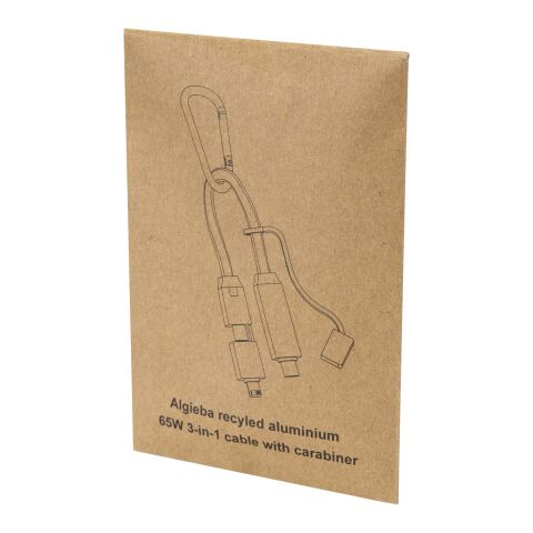 Cable de carga Algieba de 65 W, 3 en 1, de aluminio reciclado con mosquetón Negro